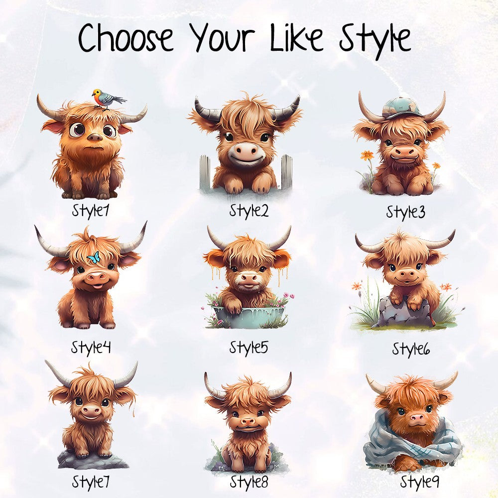 Personalized Name Highland Cattle Mug, Hot Chocolate Mug for Kid, Ceramics Coffee Mug, Birthday/Housewarming Gift, Gift for Cow Lover/Pet Lover/Family