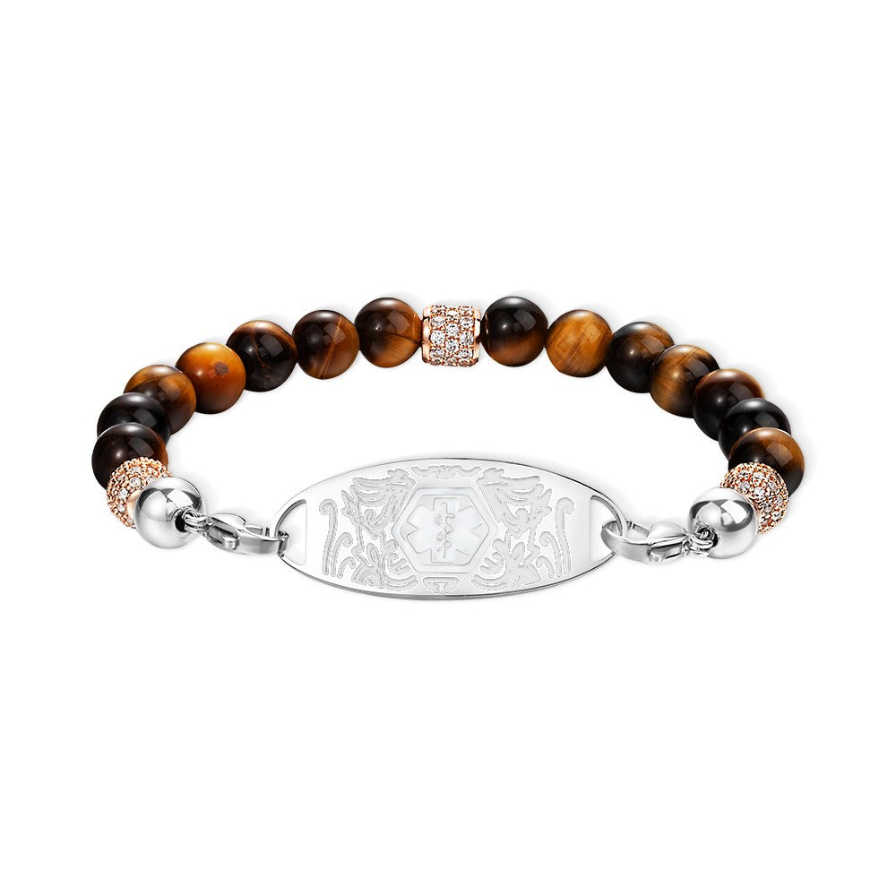 Custom Medical Alert Bracelet, 7 Chakras Beaded Emergency Bracelet, Medical Id Bracelet, Engraved Bracelets for Grandma/Grandpa, Christmas Gift