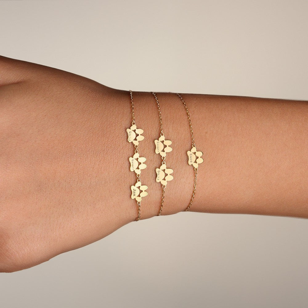 Personalized Pet Paw Print Bracelet, Name Engraved Sterling Silver Bracelet, Memorial Jewelry, Pet Loss Gift, Gift for Pet Lover/Dog Mom/Cat Lover