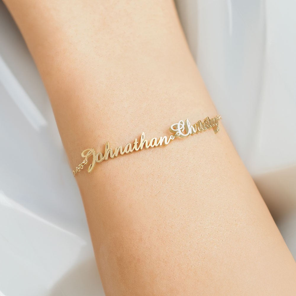 Personalized Multiple Names Bracelet, Sterling Silver 925 Family Members Bracelet, Mother's Day/Anniversary/Christmas Gift for Mother/Wife/Family