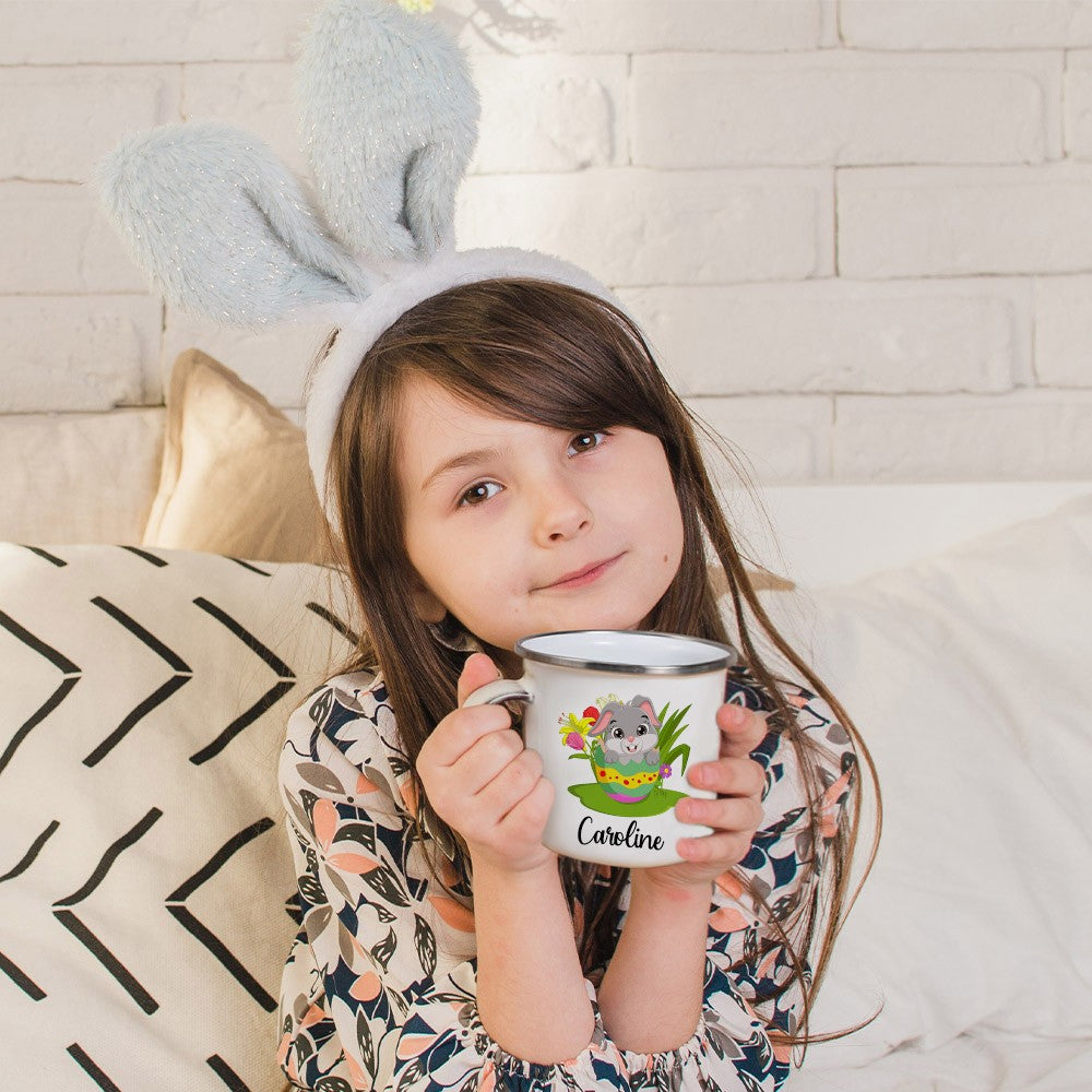 Personalized Name Easter Bunny Mug, Hot Cocoa Coffee Mug for Kid, Easter Basket Stuffer, Easter Party Decoration, Easter Gift for Girl/Boy/Toddler