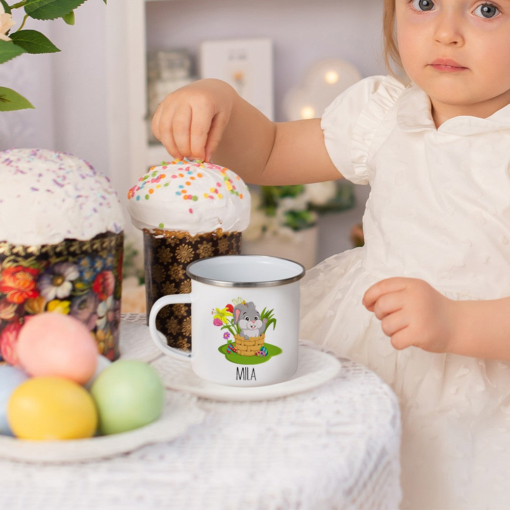 Personalized Name Easter Bunny Mug, Hot Cocoa Coffee Mug for Kid, Easter Basket Stuffer, Easter Party Decoration, Easter Gift for Girl/Boy/Toddler