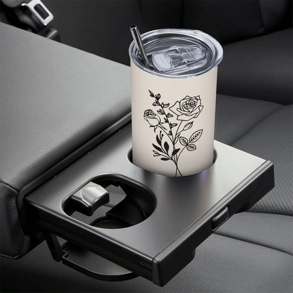 Custom Name Birth Flower Tumbler, Stainless Steel 20oz Birth Flower Travel Mug with Straw, Birthday/Mother's Day Gift for Family/Friends/Bridesmaids