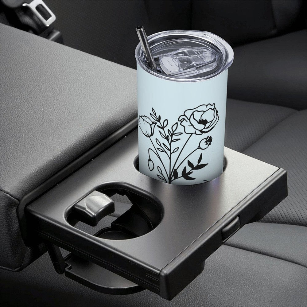 Personalized Birth Flower Tumbler, Stainless Steel 20oz Birth Flower Travel Mug with Straw, Birthday/Mother's Day Gift for Family/Friends/Bridesmaids
