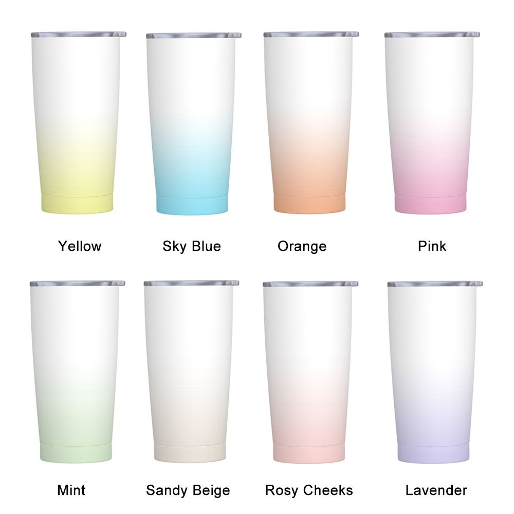 Personalized Watercolor Birth Flower Gradient Tumbler, Stainless Steel 20oz Birth Flower Travel Mug with Straw, Gift for Family/Friends/Bridesmaids