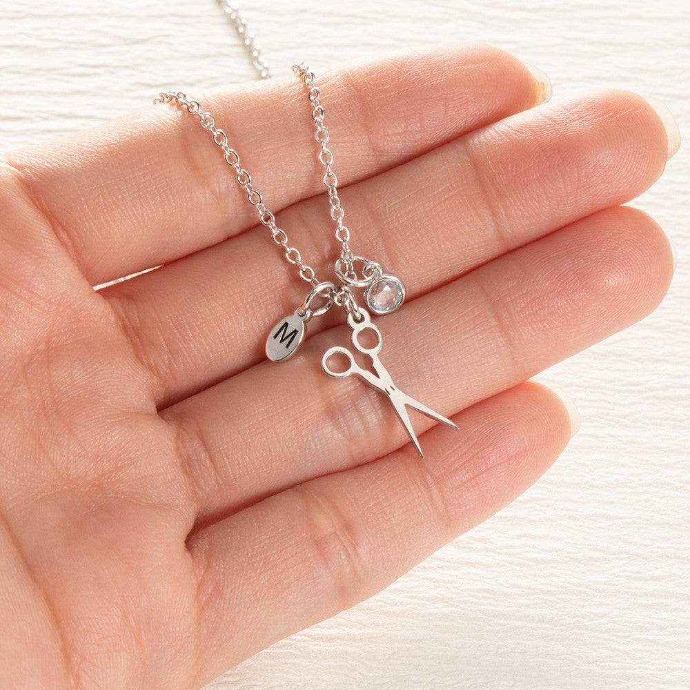 Custom Scissors Necklace for Hairdresser, Dainty Small Scissor Jewelry Sterling Silver, Hairstylist Must Haves, Cosmetology School Graduation Gift