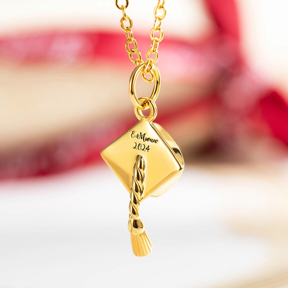 Custom Graduation Cap Charm Necklace/Bracelet, Sterling Silver 925 Mortar Board Hat Pendant, Graduation Gift for Friends/Classmates