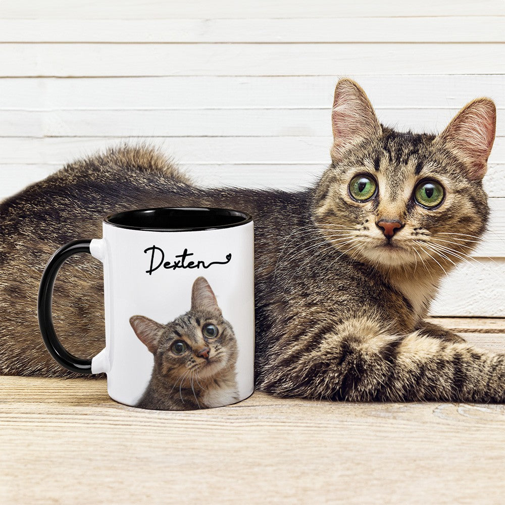 Personalized Pet Photo Portrait Mug with Name, Custom Iced Coffee/Tea Ceramics Mug, Pet Memorial Gift, Birthday/Anniversary Gift for Family/Pet Lover