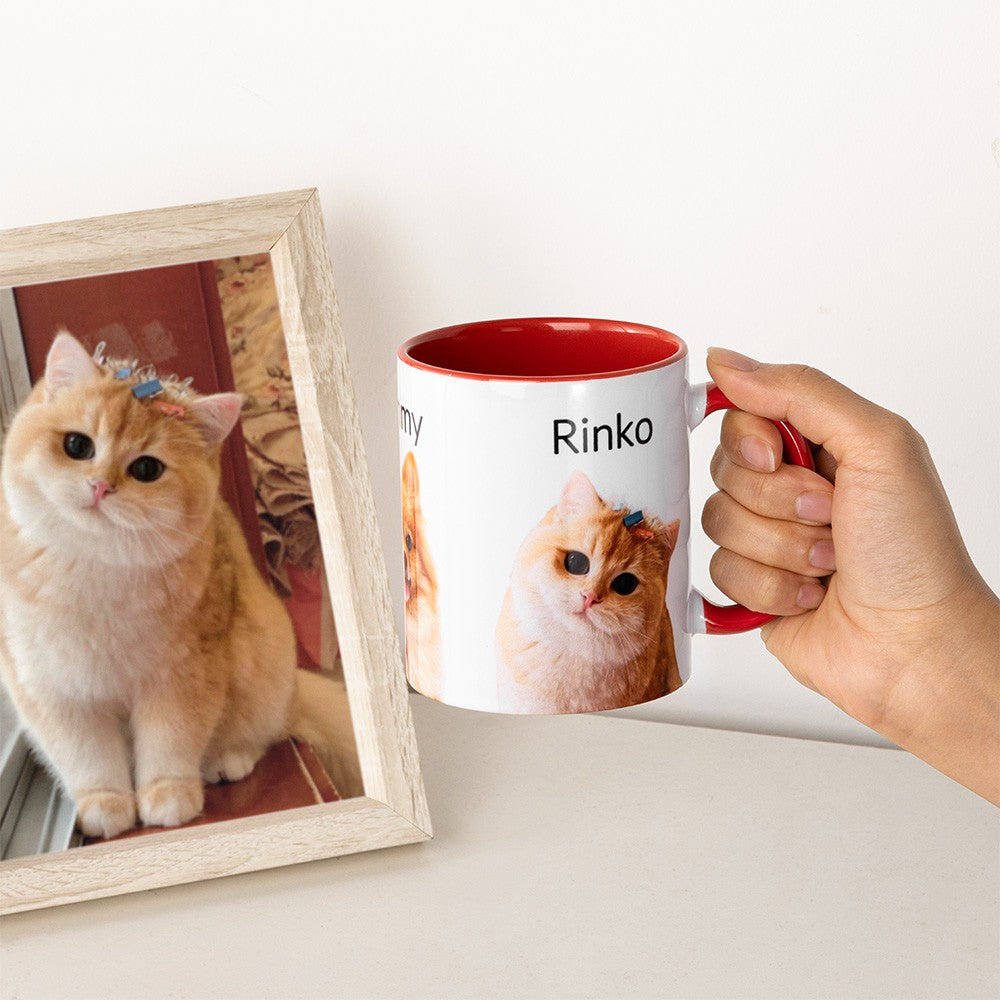 Personalized Pet Photo Portrait Mug with Name, Custom Iced Coffee/Tea Ceramics Mug, Pet Memorial Gift, Birthday/Anniversary Gift for Family/Pet Lover