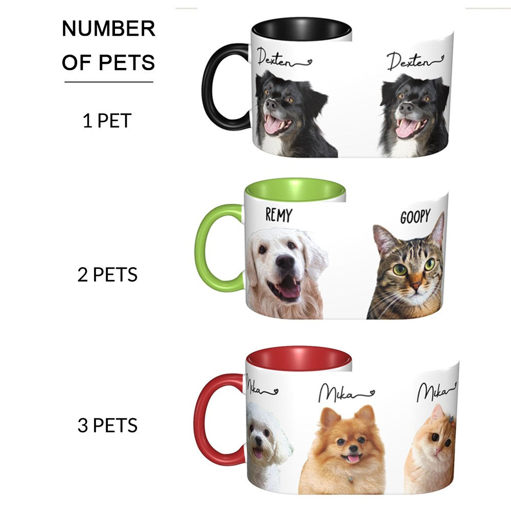 Personalized Pet Photo Portrait Mug with Name, Custom Iced Coffee/Tea Ceramics Mug, Pet Memorial Gift, Birthday/Anniversary Gift for Family/Pet Lover