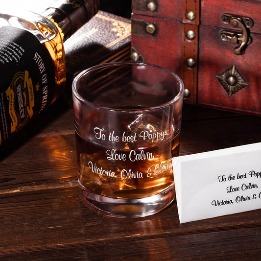 Personalized Handwriting Whiskey Glass, Custom Engraved 10oz Rock Glass, Bourbon Glass Old Fashioned Glass, Father's Day/Birthday Gift for Him/Dad