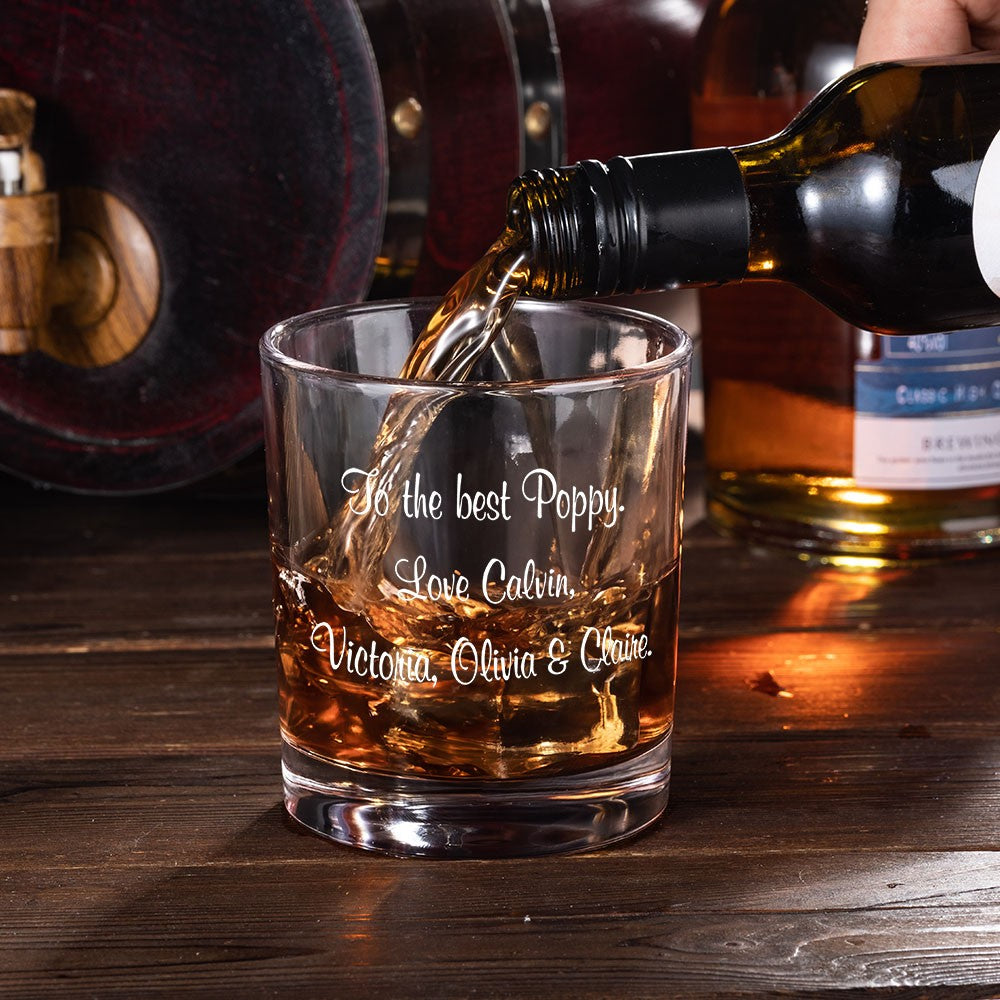 Personalized Handwriting Whiskey Glass, Custom Engraved 10oz Rock Glass, Bourbon Glass Old Fashioned Glass, Father's Day/Birthday Gift for Him/Dad