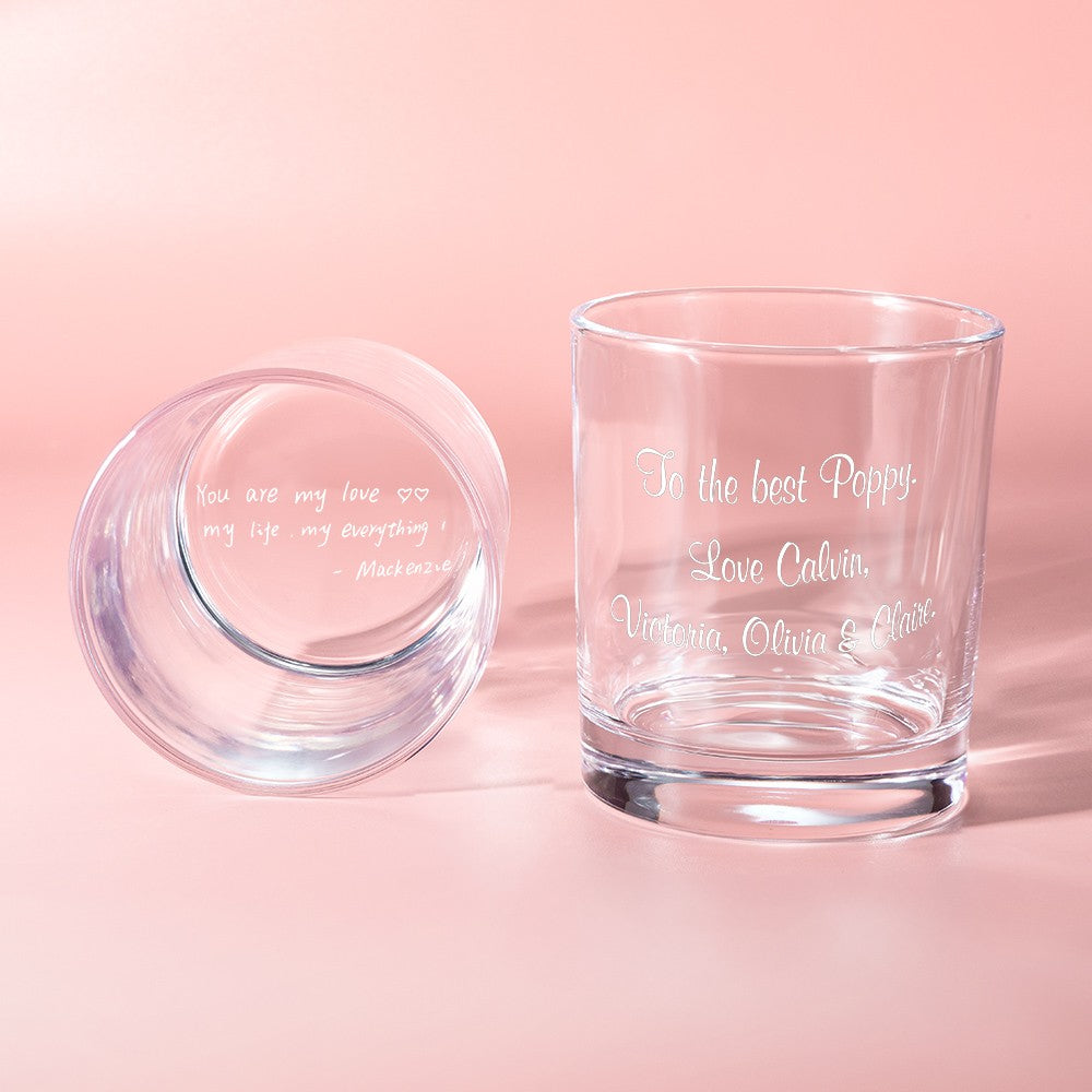 Personalized Handwriting Whiskey Glass, Custom Engraved 10oz Rock Glass, Bourbon Glass Old Fashioned Glass, Father's Day/Birthday Gift for Him/Dad