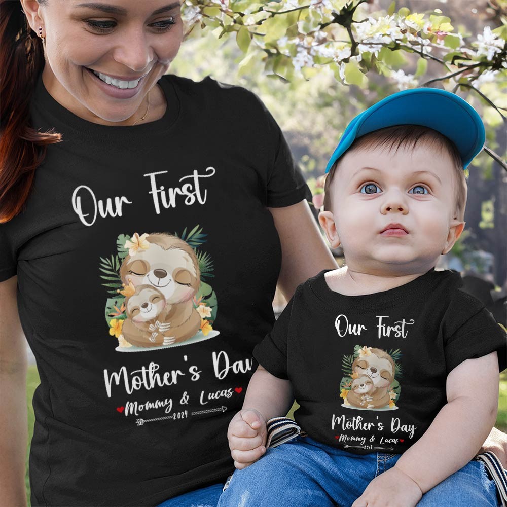 Our First Mother's Day Mom and Baby Set/Matching Shirt, Mummy and Baby Gift, Mama Baby Slothes, T-shirt Bodysuit Romper Babygrow Vest Set, New Mom Gift, Mother's Day Gift