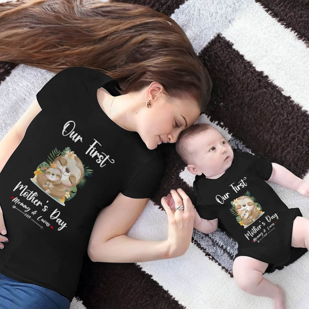 Our First Mother's Day Mom and Baby Set/Matching Shirt, Mummy and Baby Gift, Mama Baby Slothes, T-shirt Bodysuit Romper Babygrow Vest Set, New Mom Gift, Mother's Day Gift
