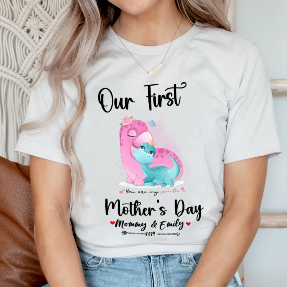Our First Mother's Day Mom and Baby Set/Matching Shirt, Mummy and Baby Gift, Mama Baby Dinosaurs, T-shirt Bodysuit Romper Babygrow Vest Set, New Mom Gift, Mother's Day Gift
