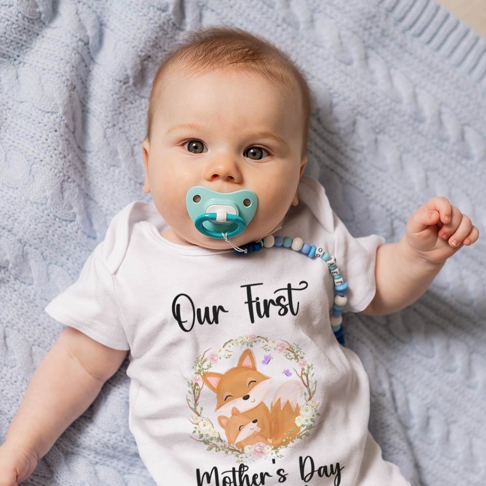 Our First Mother's Day Mom and Baby Set/Matching Shirt, Mummy and Baby Gift, Mama Baby Foxes, T-shirt Bodysuit Romper Babygrow Vest Set, New Mom Gift, Mother's Day Gift