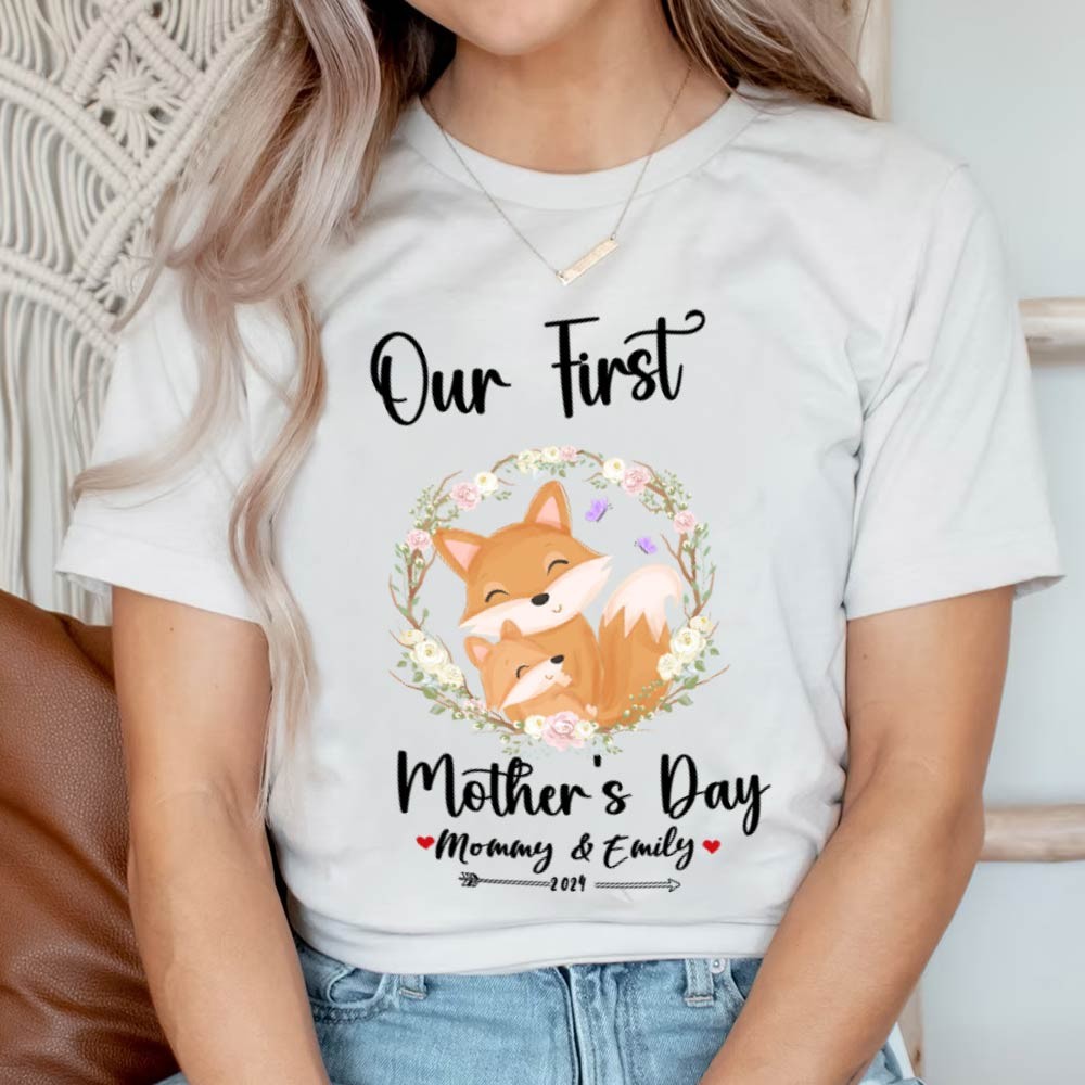 Our First Mother's Day Mom and Baby Set/Matching Shirt, Mummy and Baby Gift, Mama Baby Foxes, T-shirt Bodysuit Romper Babygrow Vest Set, New Mom Gift, Mother's Day Gift