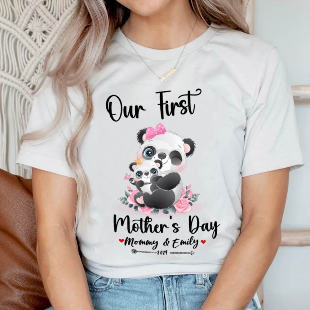 Our First Mother's Day Mom and Baby Set/Matching Shirt, Mummy and Baby Gift, Mama Baby Pandas, T-shirt Bodysuit Romper Babygrow Vest Set, New Mom Gift, Mother's Day Gift