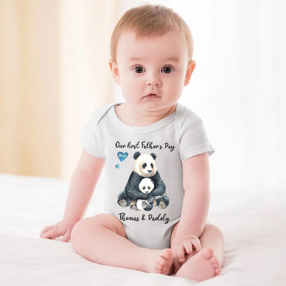 Personalized Panda Parent-Child Shirts, Our First Father's Day Shirt, Panda Shirt, Cotton Father & Baby Matching Shirts, Father's Day Gift for Dad