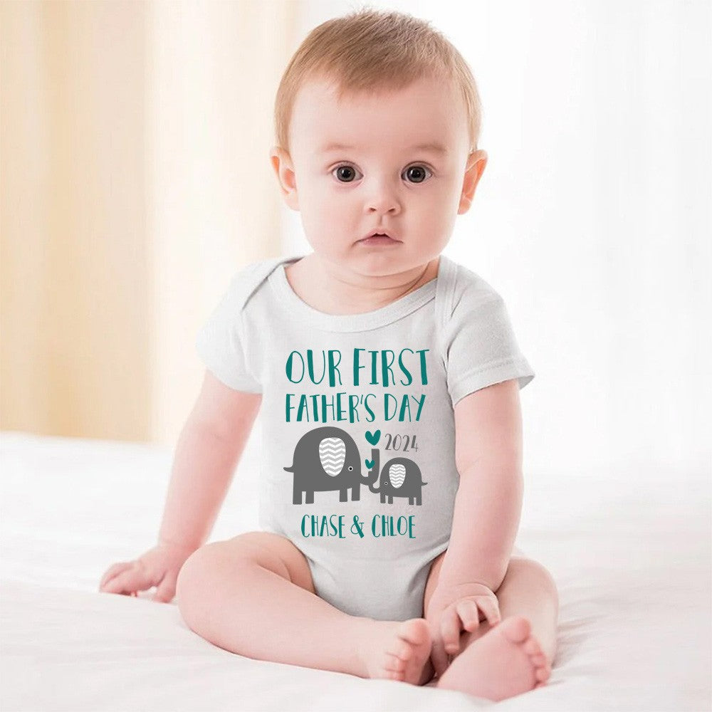 Personalized Elephant Parent-Child Shirts, Our First Father's Day Shirt, Elephant Shirt, Cotton Father & Baby Matching Shirts, Gift for Dad/Grandpa