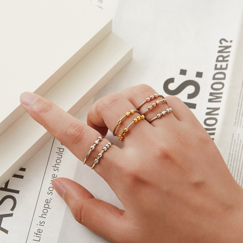 Personalized Fidget Ring with Morse Code, Anti Anxiety Spinner Ring, Adjustable Ring, Stainless Steel/Sterling Silver Jewelry, Gift for Friends