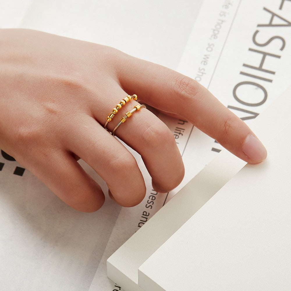 Personalized Fidget Ring with Morse Code, Anti Anxiety Spinner Ring, Adjustable Ring, Stainless Steel/Sterling Silver Jewelry, Gift for Friends