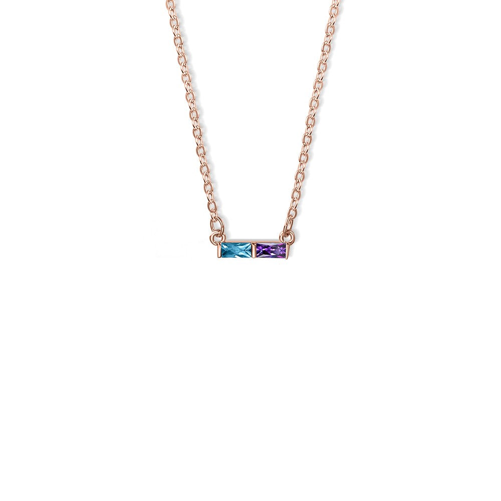 Personalized Rectangular Birthstones Pendant Necklace, Family Birthstones Necklace, Sterling Silver 925 Jewelry, Birthday/Mother's Day Gift for Women