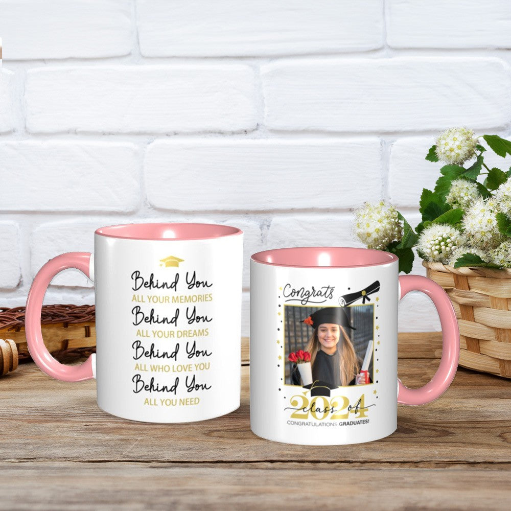 Personalized Photo Graduation Mug Class of 2024, Customized 11oz Coffee Cup for Graduation Party, Graduation Souvenir Gift for Graduate/Master/College