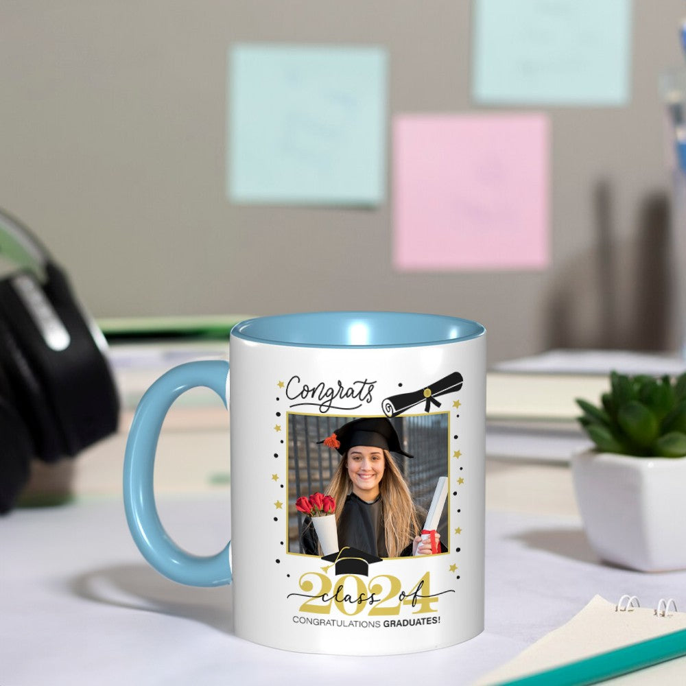 Personalized Photo Graduation Mug Class of 2024, Customized 11oz Coffee Cup for Graduation Party, Graduation Souvenir Gift for Graduate/Master/College