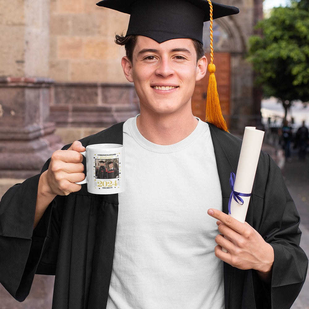 Personalized Photo Graduation Mug Class of 2024, Customized 11oz Coffee Cup for Graduation Party, Graduation Souvenir Gift for Graduate/Master/College