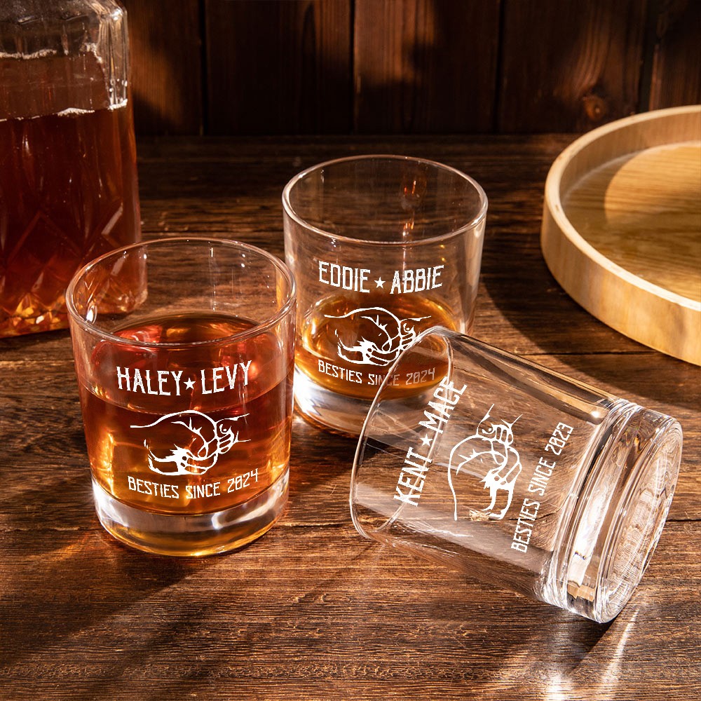 Personalized Dad and Son Fist Whiskey Glass, Custom Name 10oz Bourbon Old Fashioned Glass, Bartender Gift, Father's Day Gift for Dad/Grandpa/Husband