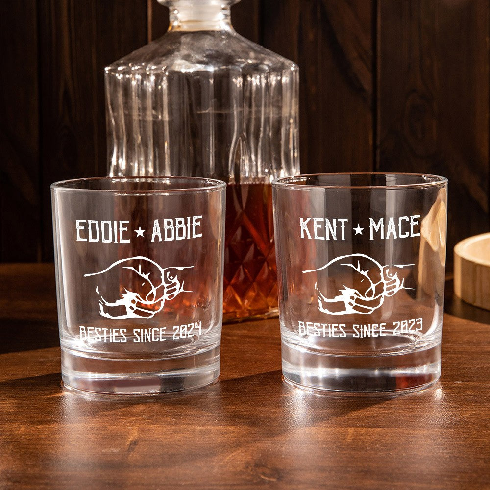 Personalized Dad and Son Fist Whiskey Glass, Custom Name 10oz Bourbon Old Fashioned Glass, Bartender Gift, Father's Day Gift for Dad/Grandpa/Husband