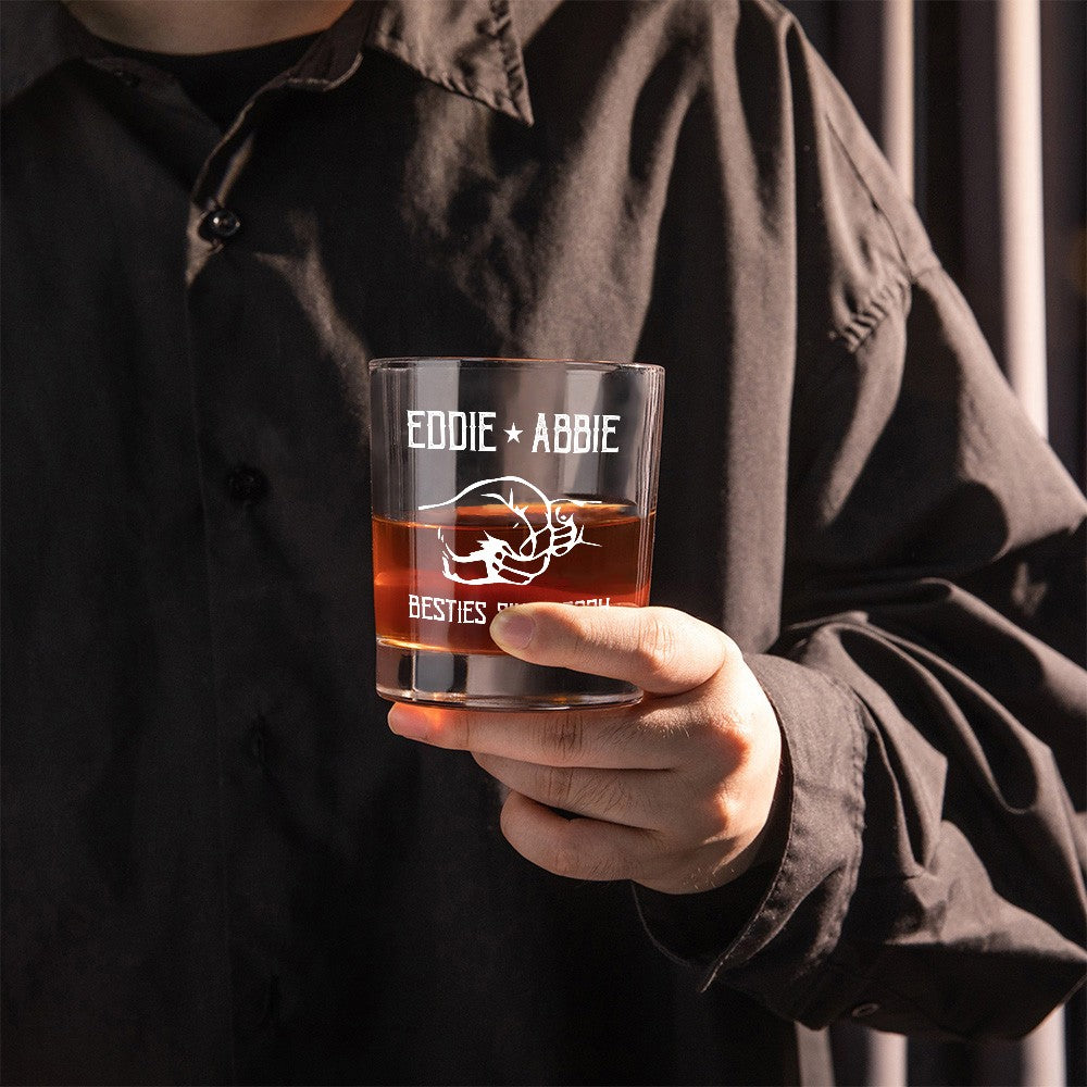Personalized Dad and Son Fist Whiskey Glass, Custom Name 10oz Bourbon Old Fashioned Glass, Bartender Gift, Father's Day Gift for Dad/Grandpa/Husband
