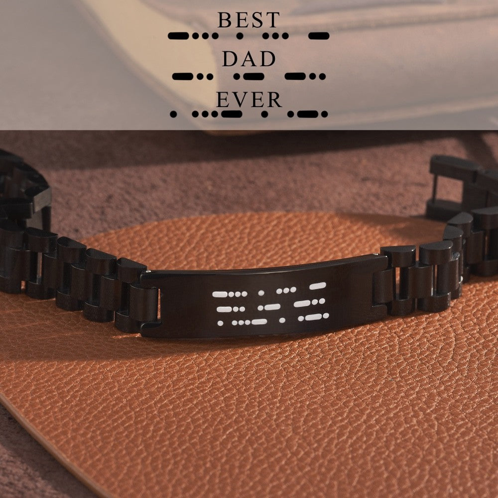 Custom Engraved Morse Code Men's Bracelet, Personalized Secret Message Bracelet, Birthday/Father's Day/Anniversary Gift for Father/Husband/Him/Grandpa