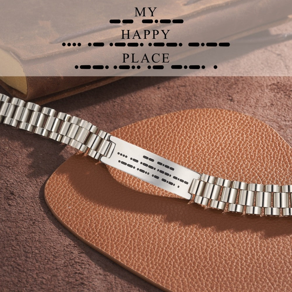 Custom Engraved Morse Code Men's Bracelet, Personalized Secret Message Bracelet, Birthday/Father's Day/Anniversary Gift for Father/Husband/Him/Grandpa