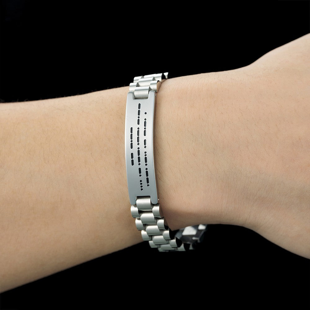 Custom Engraved Morse Code Men's Bracelet, Personalized Secret Message Bracelet, Birthday/Father's Day/Anniversary Gift for Father/Husband/Him/Grandpa