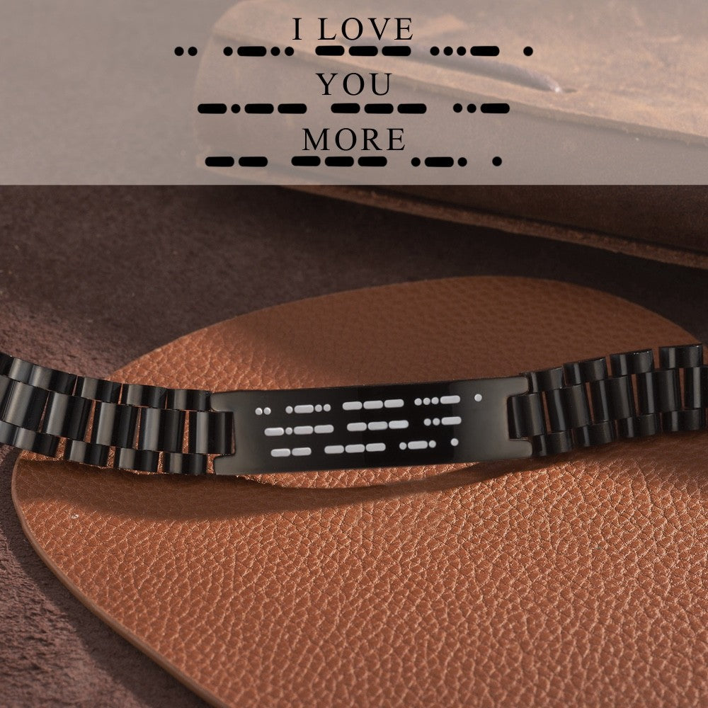 Custom Engraved Morse Code Men's Bracelet, Personalized Secret Message Bracelet, Birthday/Father's Day/Anniversary Gift for Father/Husband/Him/Grandpa