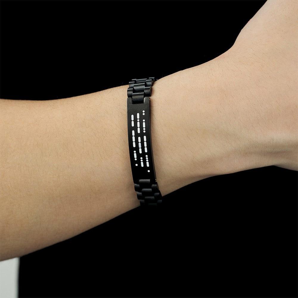Custom Engraved Morse Code Men's Bracelet, Personalized Secret Message Bracelet, Birthday/Father's Day/Anniversary Gift for Father/Husband/Him/Grandpa