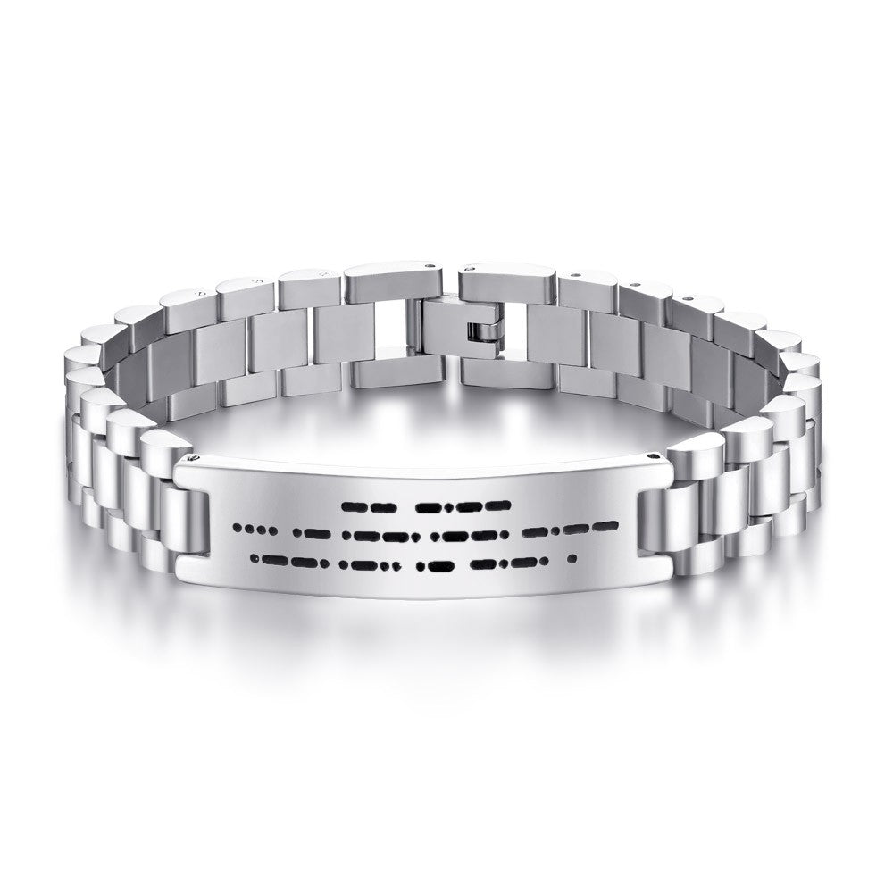 Custom Engraved Morse Code Men's Bracelet, Personalized Secret Message Bracelet, Birthday/Father's Day/Anniversary Gift for Father/Husband/Him/Grandpa