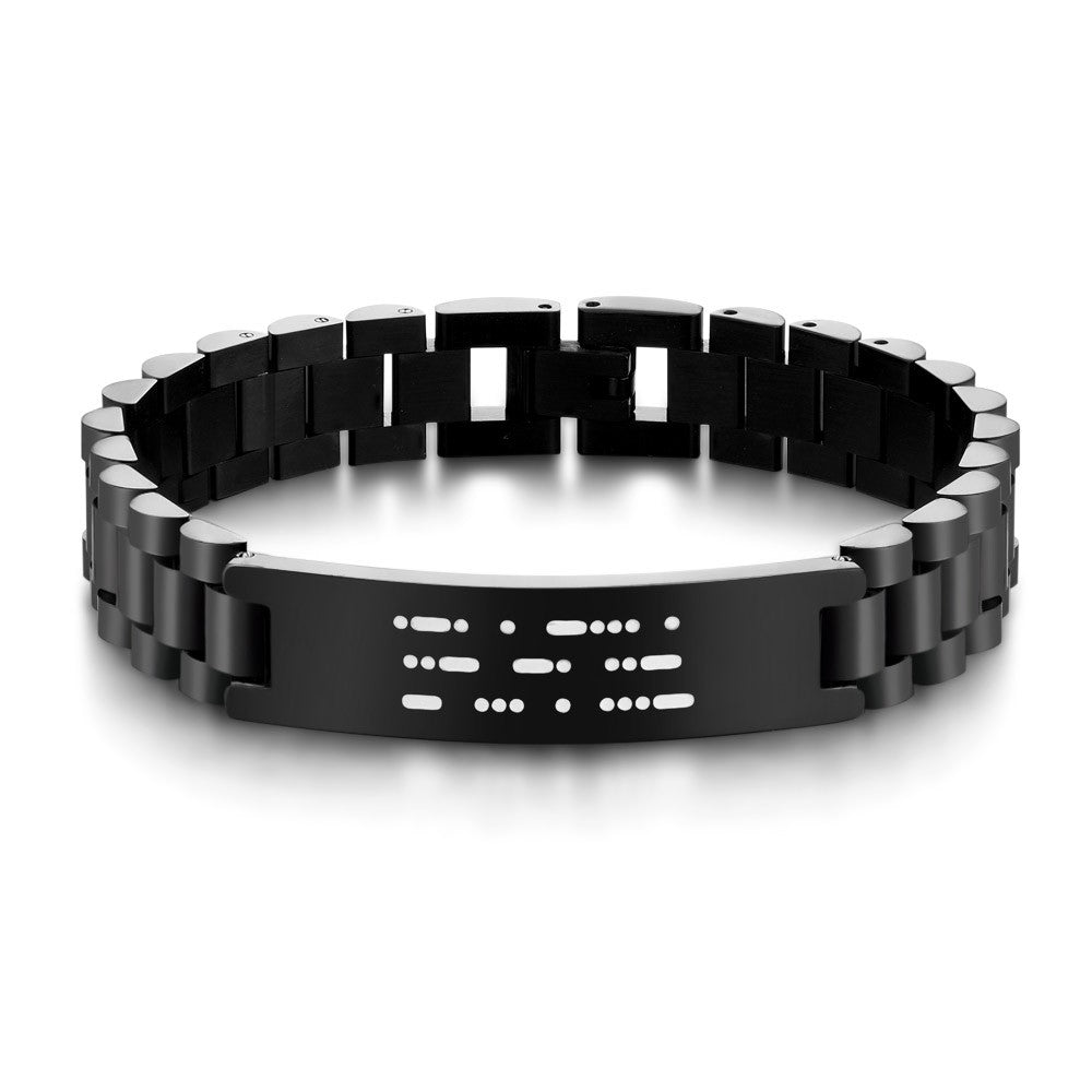 Custom Engraved Morse Code Men's Bracelet, Personalized Secret Message Bracelet, Birthday/Father's Day/Anniversary Gift for Father/Husband/Him/Grandpa