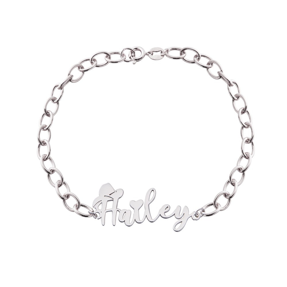 Custom Name Western Cowboy Hat Bracelet with Birthstone, Sterling Silver 925 Heart Jewelry, Birthday/Christmas/Anniversary Gift for Cowboy/Cowgirl
