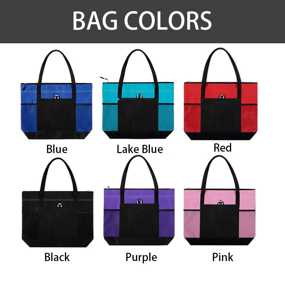 Personalized Name Birth Flower Tote Bag, Large Capacity Canvas Tote Bag with Mesh Pocket, Women's Shopping Bag, Birthday/Mother's Day Gift for Her/Mom