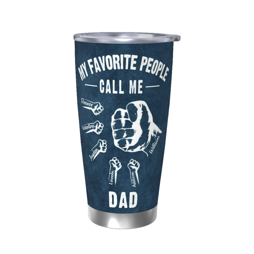 Personalized Fist Bump Tumbler with Kid Name, Custom 20oz Skinny Travel Tumbler, Travel Accessory, Father's Day/Birthday Gift for Dad/Grandpa/Him
