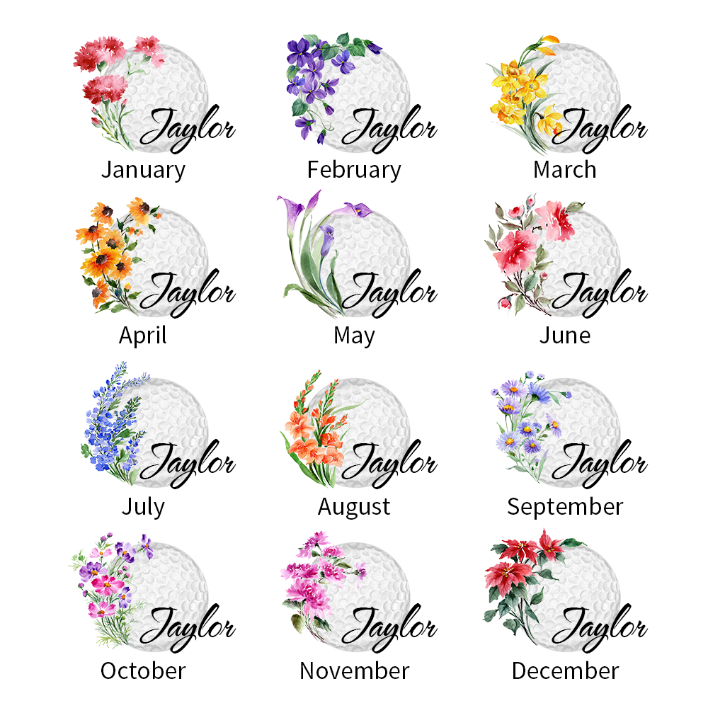 Personalized Name Birth Flower Golf Jewelry Box, Leather Travel Jewelry Case, Bachelorette Party Favor, Wedding/Birthday Gift for Golf Lover/Women/Her