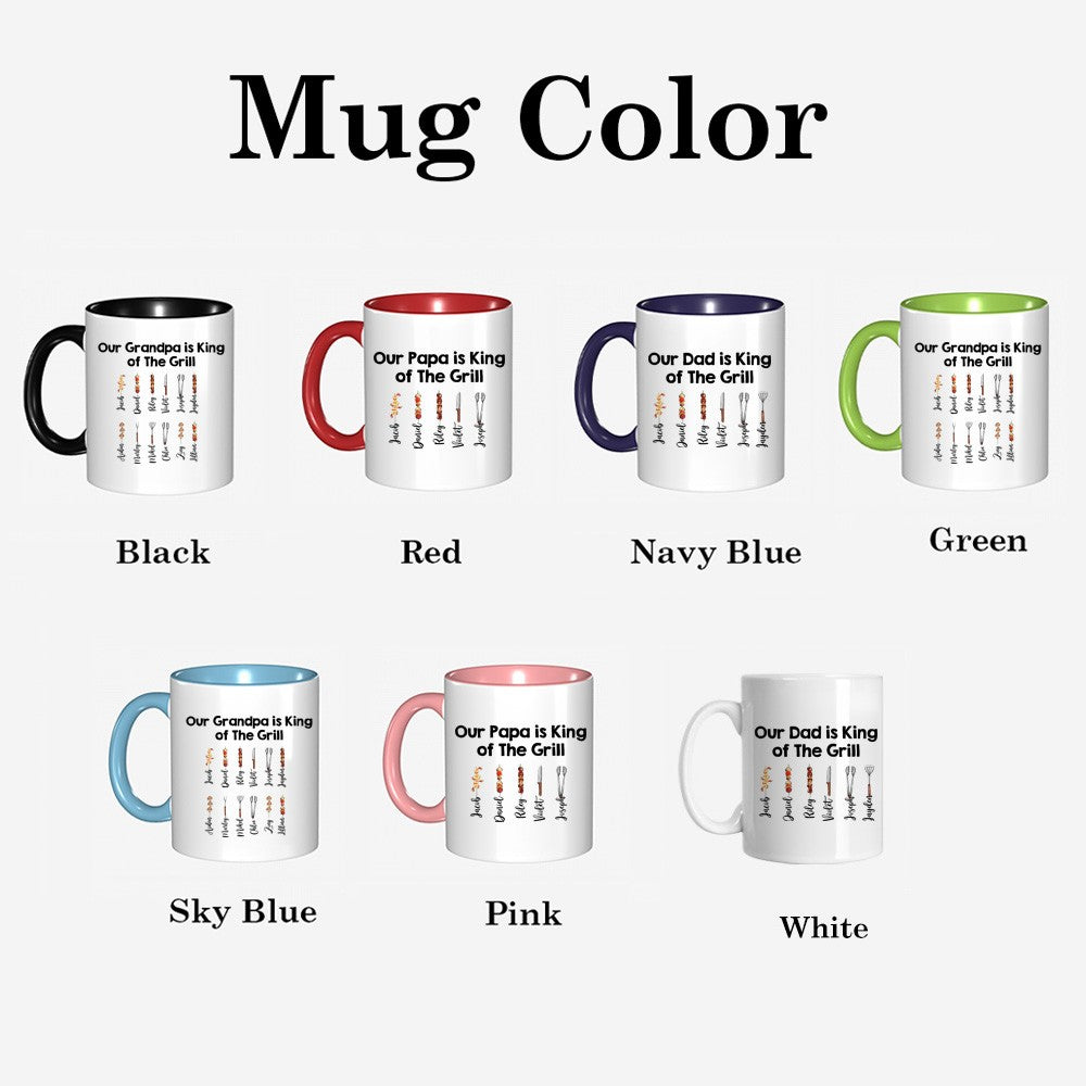 Personalized Dad's BBQ Mug with Kids' Names, Family Barbecue Design 11oz Ceramic Mug, Home Decoration, Birthday/Father's Day Gift for Dad/Grandpa/Him