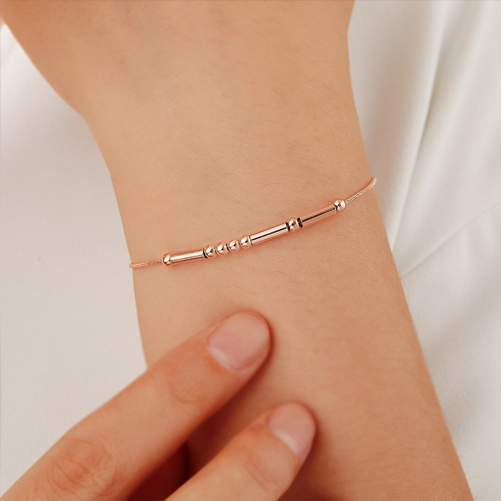 Custom Morse Code Bracelet, Long Distance Relationship Bracelet, Sterling Silver 925 Couple Jewelry, Valentine's Day/Anniversary Gift for Couple/Lover