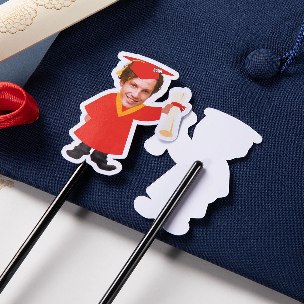 (Set of 15pcs)Personalized Face Photo Graduation Drink Stirrer, Funny Swizzle Stick for Graduation Party Decor, Gift for Graduate/College/Classmate