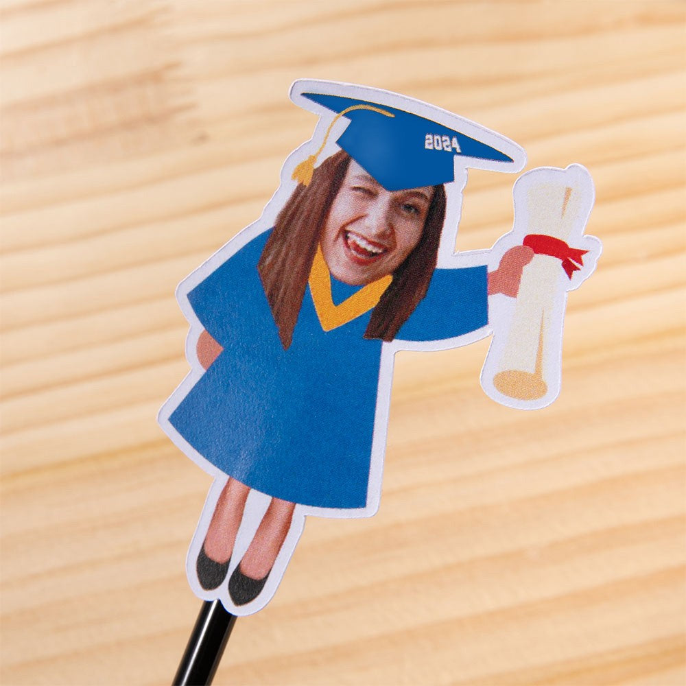(Set of 15pcs)Personalized Face Photo Graduation Drink Stirrer, Funny Swizzle Stick for Graduation Party Decor, Gift for Graduate/College/Classmate
