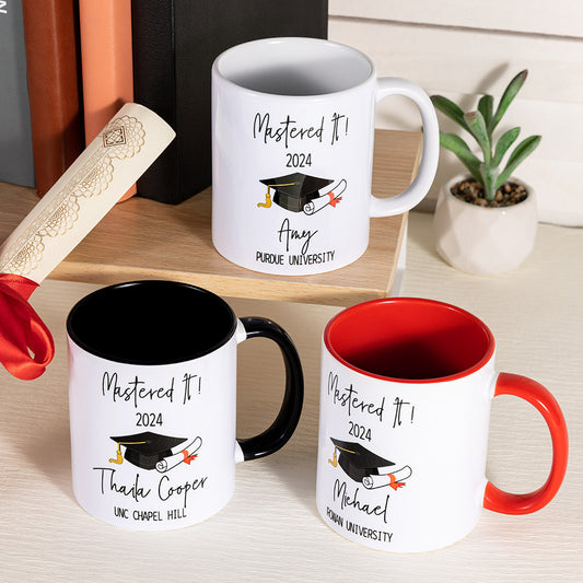 Personalized Master's Degree 11oz Two Tone Ceramic Mug with Name and Year, Class of 2024 Master College Graduate Keepsake, Graduation Gift for Her/Him
